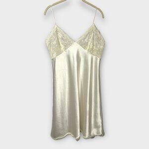 Vera Wang‎ Chemise Slip Women's L Ivory White Satin Lace Lingerie Bridal Wedding